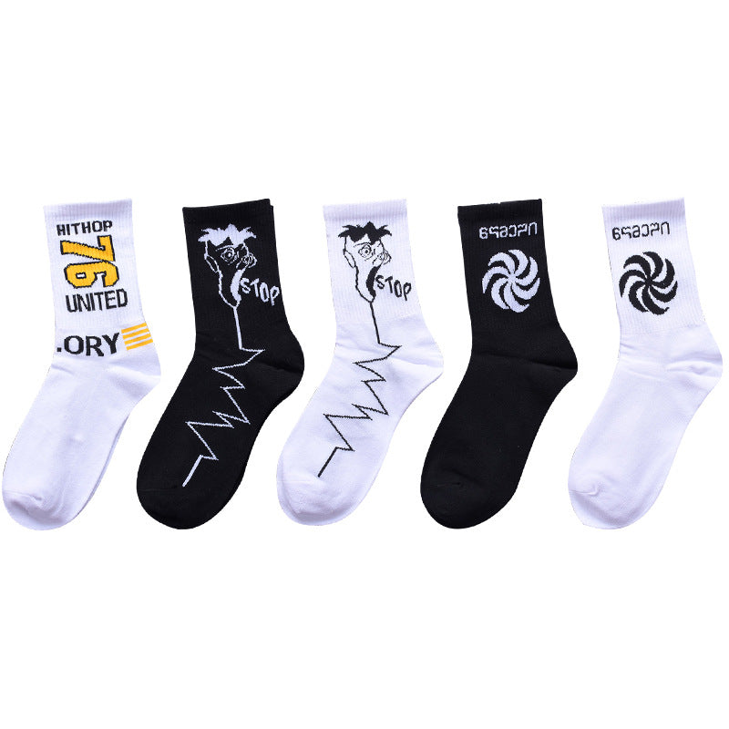 Socks men and women stockings street ins trend stockings black sports wind high-top basketball socks