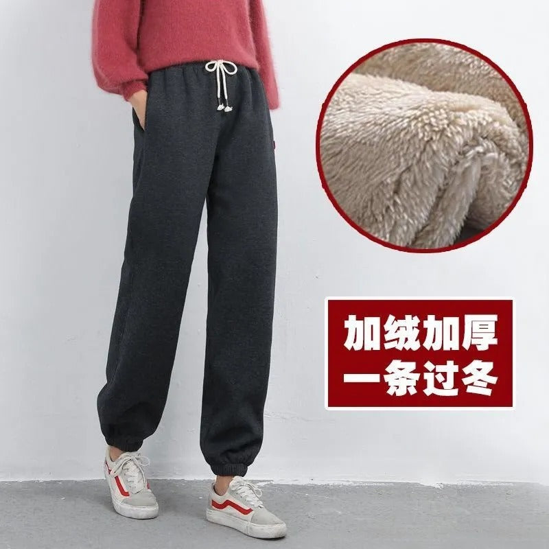 Casual plus velvet thick lamb fleece sports pants women's harem pants sweat pants