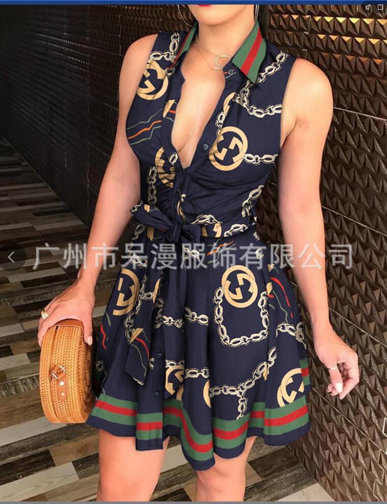 V-neck cardigan printed bouquet with dress sexy pajamas dress weekend casual dress