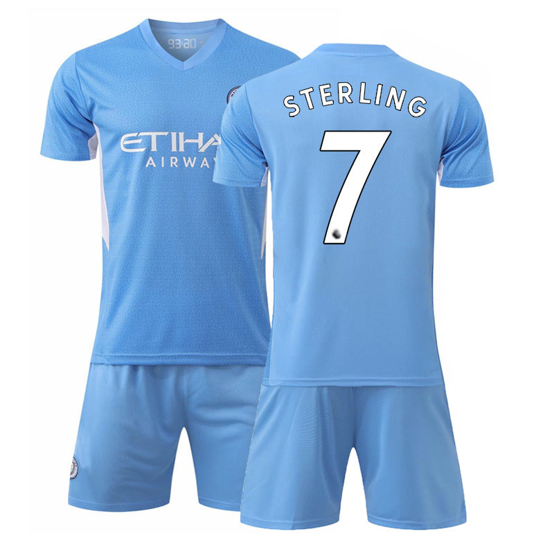 Manchester City home football jersey No. 10 Glalish jersey Blue Moon football jersey suit children's sportswear