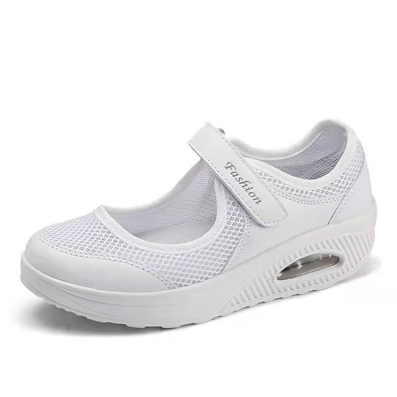 Cross-border new mesh lazy rocking shoes casual shoes women's shoes air cushion breathable Velcro single shoes