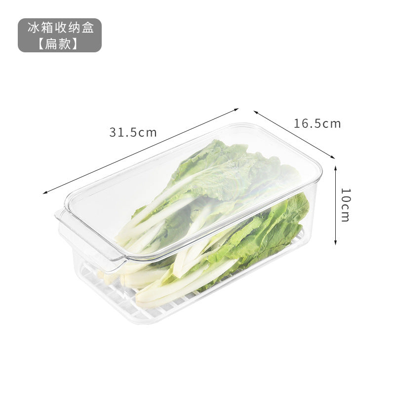 Kitchen Refrigerator Storage Box Eggs, Fruits and Vegetables Fruit Preservation Box Rectangular Food Frozen Drain Large Sealed Box