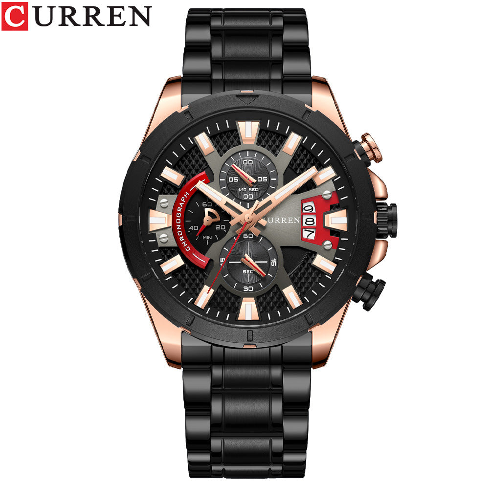 Curren/Careen  Men's Watch Six Hand Watch Quartz Watch Steel Band Watch Calendar Men's Watch