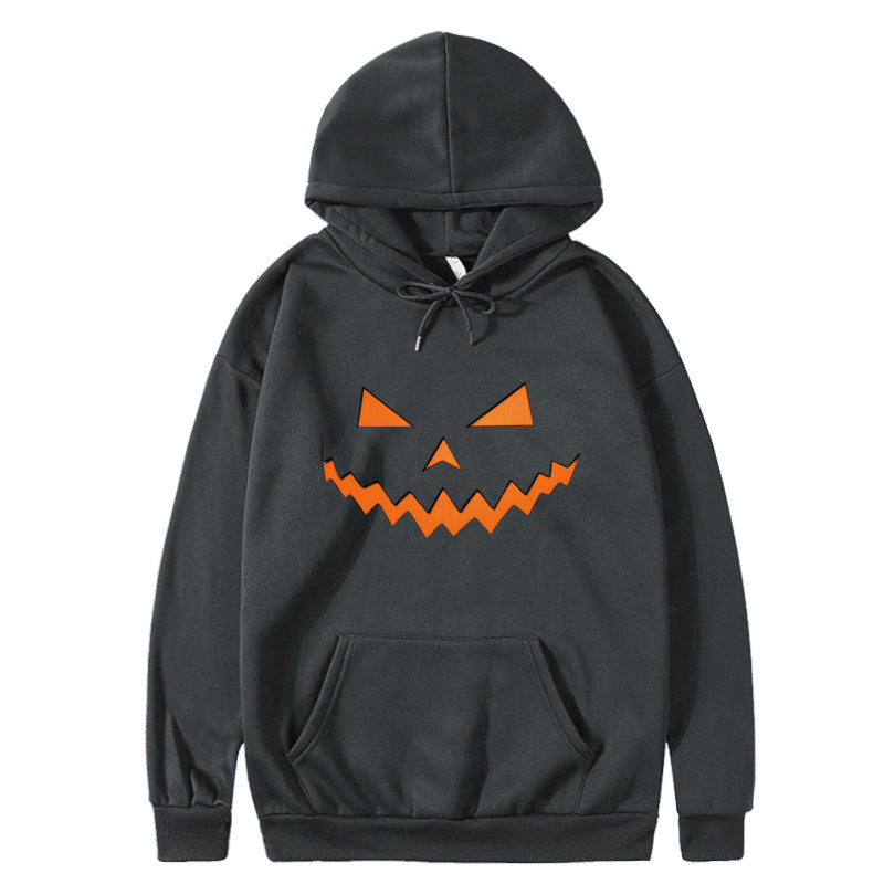 New pumpkin monster expression hoodie couple Halloween sweater long-sleeved loose casual jacket