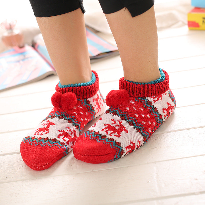 Autumn and winter floor socks non-slip bottom thickened adult early education home socks indoor adult men and women confinement socks overshoes