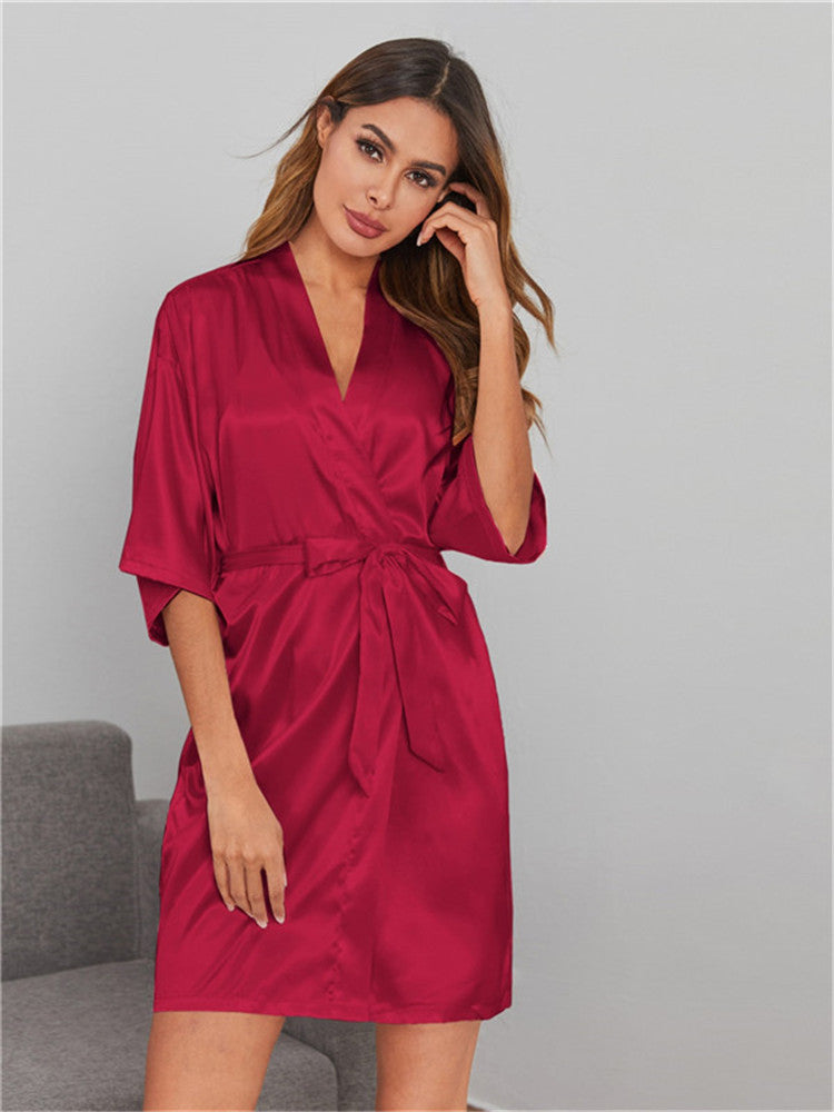 European and American style bathrobe pajamas women's sexy homewear pajamas