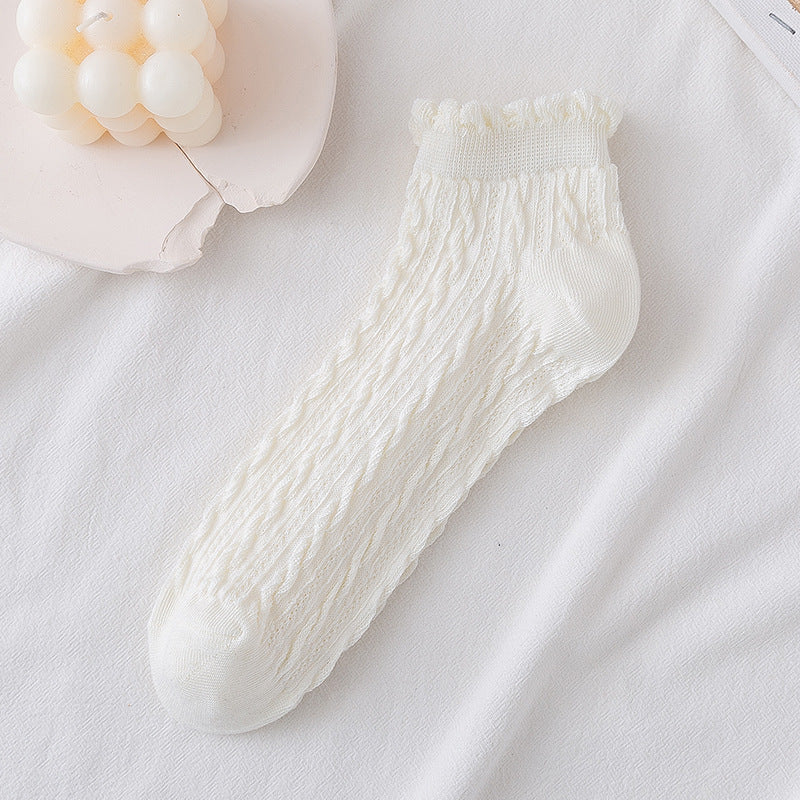 Socks female shallow mouth boat socks fungus lace ins tide cute cotton socks