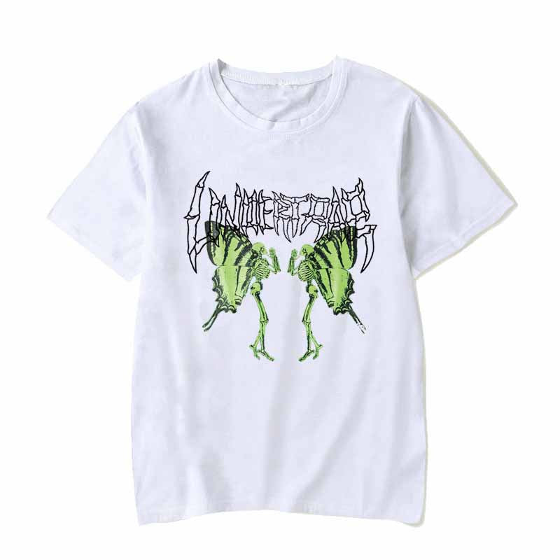 Gothic Punk Loose T-Shirt Harajuku Skull Butterfly Summer Women's Fashion Short Sleeve