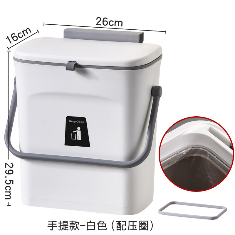 Thickened office sliding lid garbage basket household bedroom bathroom kitchen portable flip top kitchen waste wall-mounted trash can