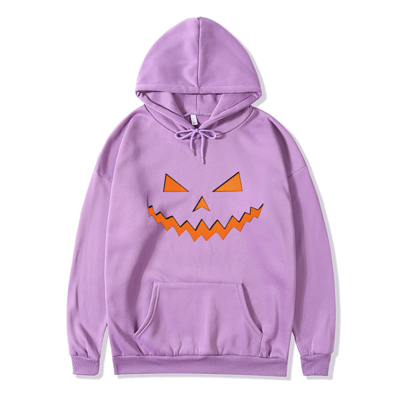 New pumpkin monster expression hoodie couple Halloween sweater long-sleeved loose casual jacket