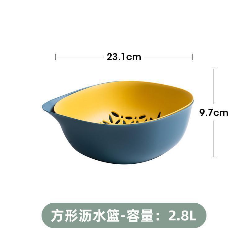 Draining basket washing basin double-layer plastic fruit basket household kitchen multi-functional storage vegetable basket fruit plate