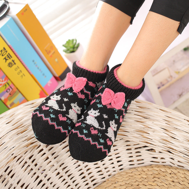 Autumn and winter floor socks non-slip bottom thickened adult early education home socks indoor adult men and women confinement socks overshoes