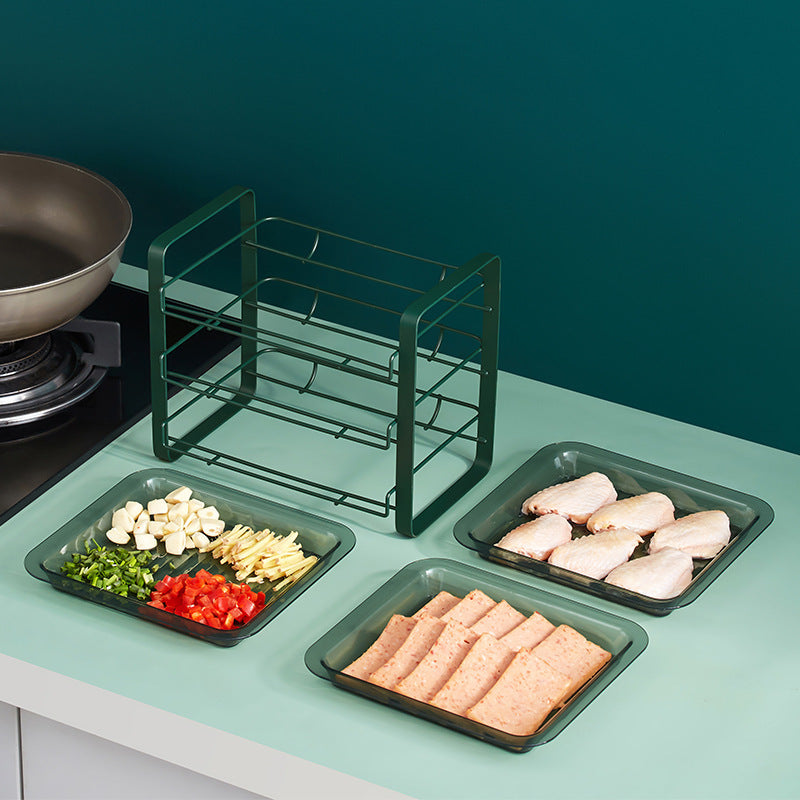 Preparing dish home kitchen multi-functional storage hot pot dish multi-layer wrought iron waterproof side dish tray