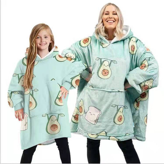 TV lazy pullover TV blanket home pajamas, avocado hooded winter clothes, fleece warm clothes, outdoor sweaters