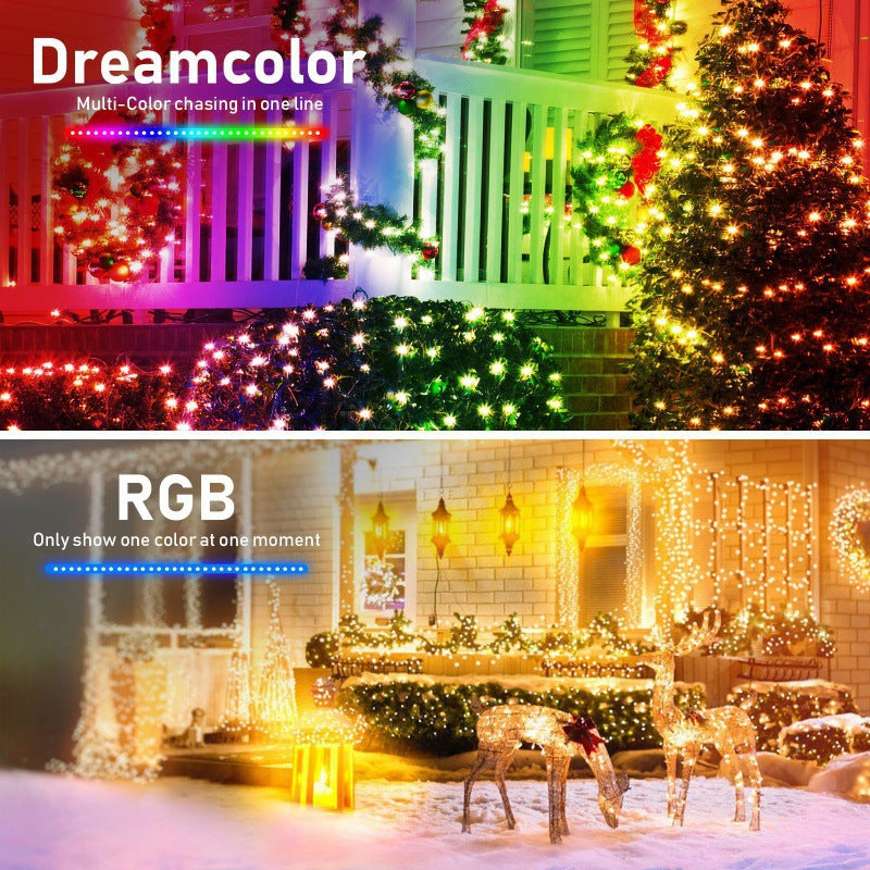 Cross-border new RGB Christmas decoration light TUYA smart LED outdoor light wifi bluetooth dual-mode point control ball string light