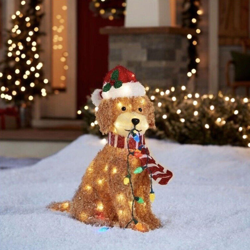 Christmas Goldendoodle Christmas Outdoor Garden Acrylic String Lights Dog Ground Insert Ornament