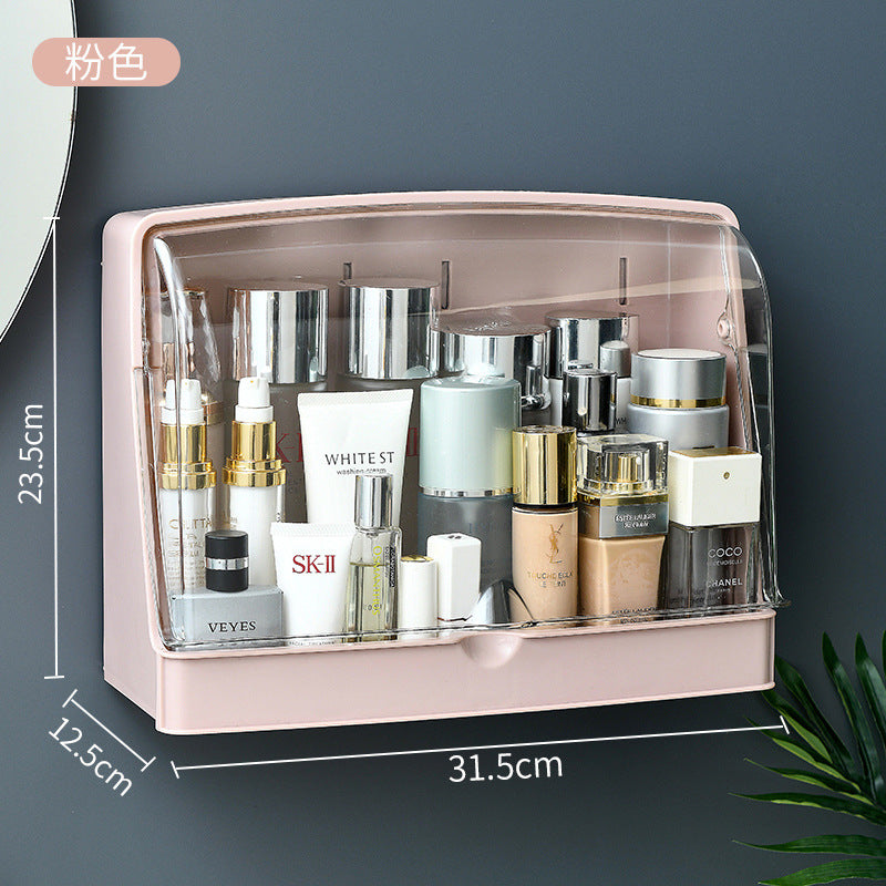 Cosmetic storage box hanging wall-mounted toilet hole-free dust-proof bathroom toilet skin care product rack