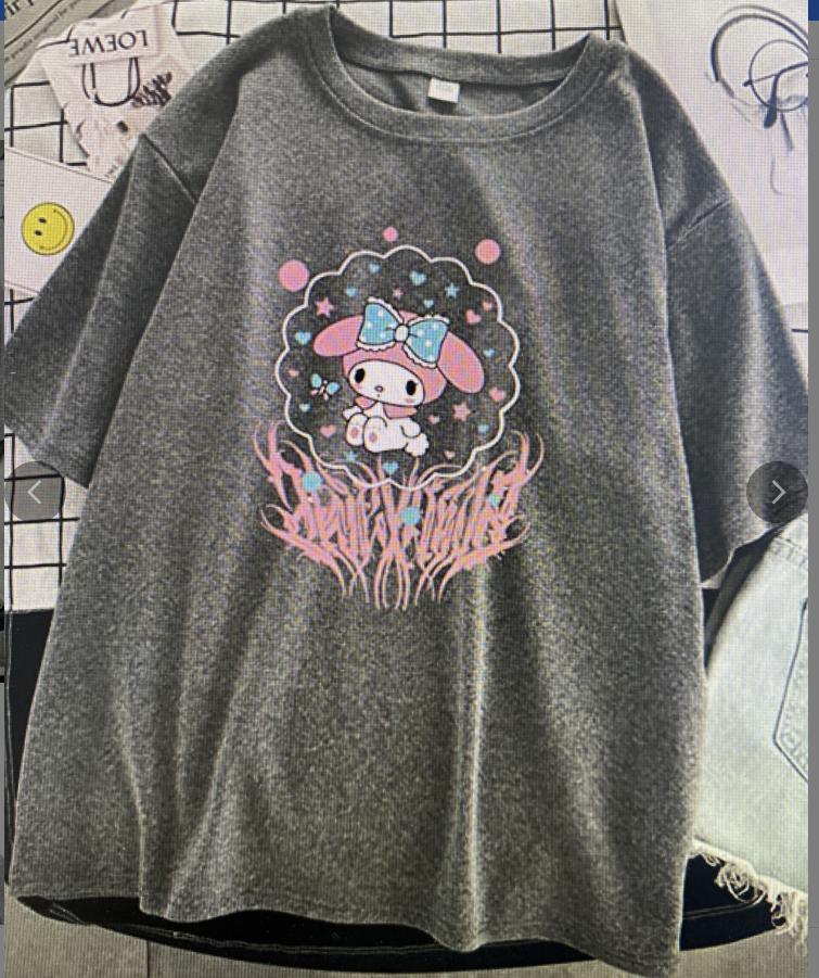 Harajuku cartoon gothic print short-sleeved T-shirt female summer street o neck sweet girl t-shirt