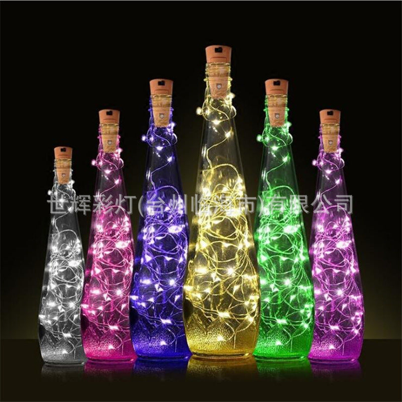 LED bottle stopper light string copper wire button battery lantern Christmas decoration string light star copper wire light string