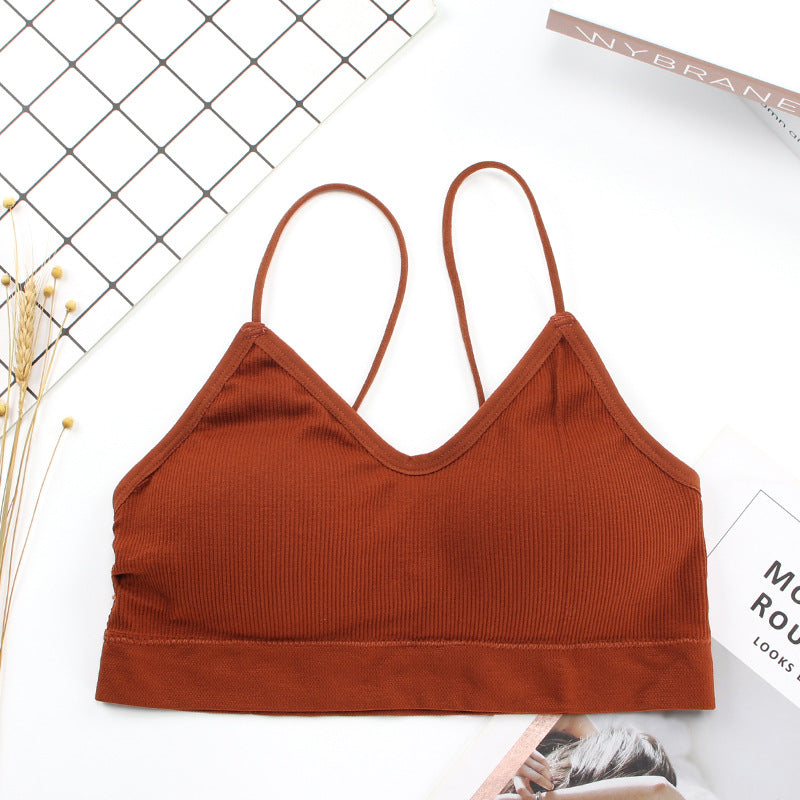 New seamless anti-glare tube top with chest pad threaded camisole beauty back wrap chest one piece bra