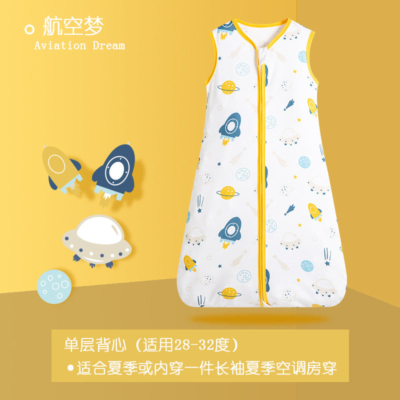 Cross-border hot spring and summer new cotton anti-startle baby sleeping bag children's vest pajamas sleeveless baby anti-kick quilt