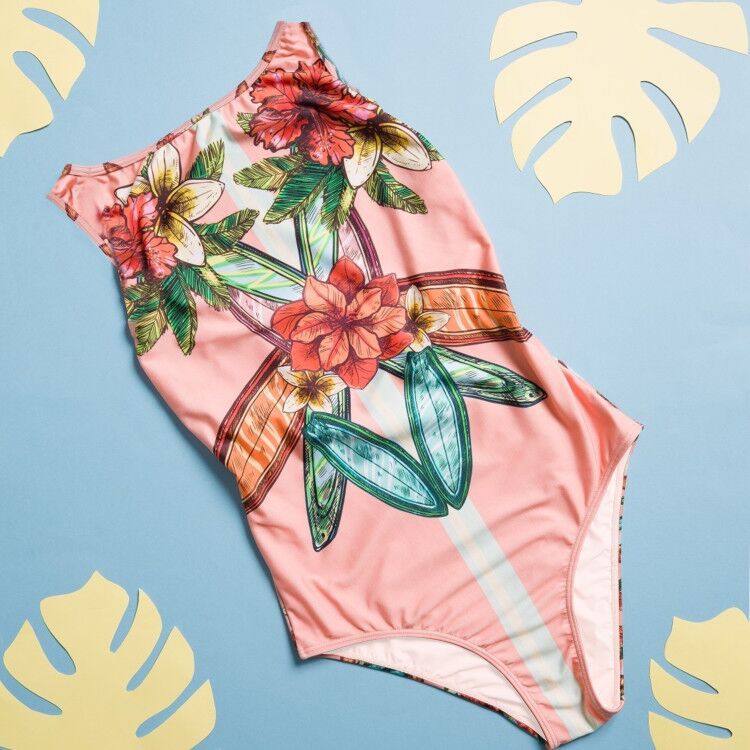 European and American one-piece bikini personality abstract printing independent stand swimsuit