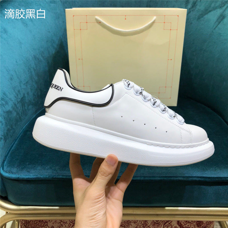 New small white shoes, leather thick-soled inner increase, platform bottom, wild couple casual shoes