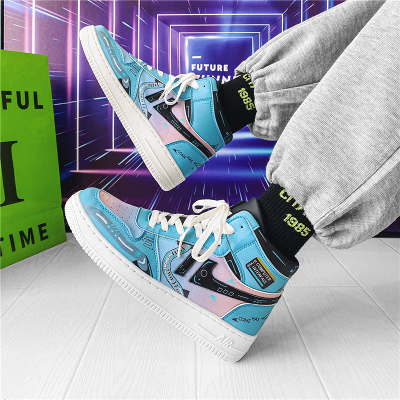 Men's shoes high-top shoes for boys cartoon students sports casual shoes