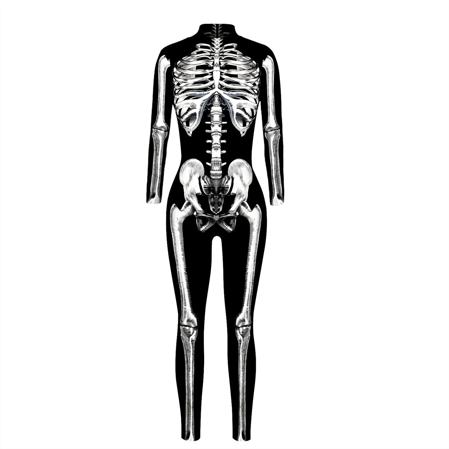 Skeleton 3D digital printing Halloween cosplay costumes women's tight-fitting long-sleeved jumpsuit