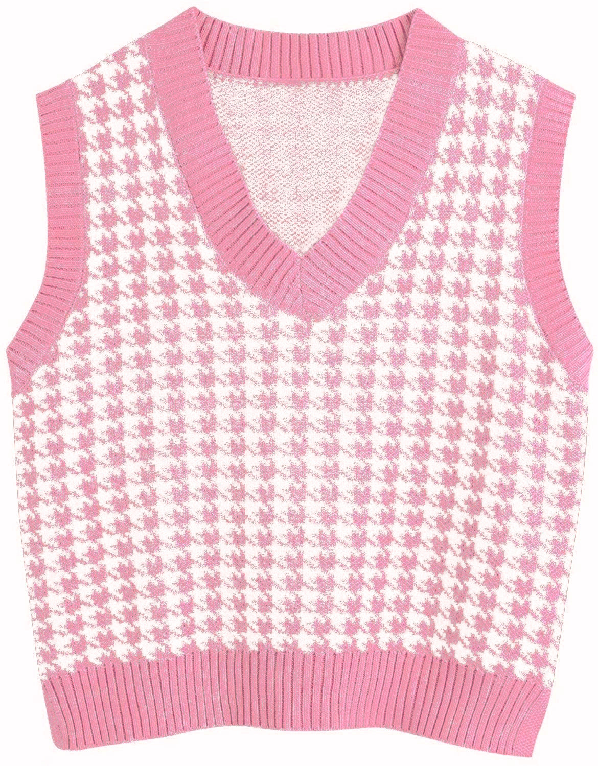 European and American women's clothing houndstooth knitted vest V-neck sleeveless pullover sweater