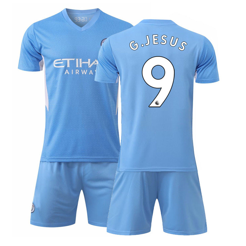 Manchester City home football jersey No. 10 Glalish jersey Blue Moon football jersey suit children's sportswear