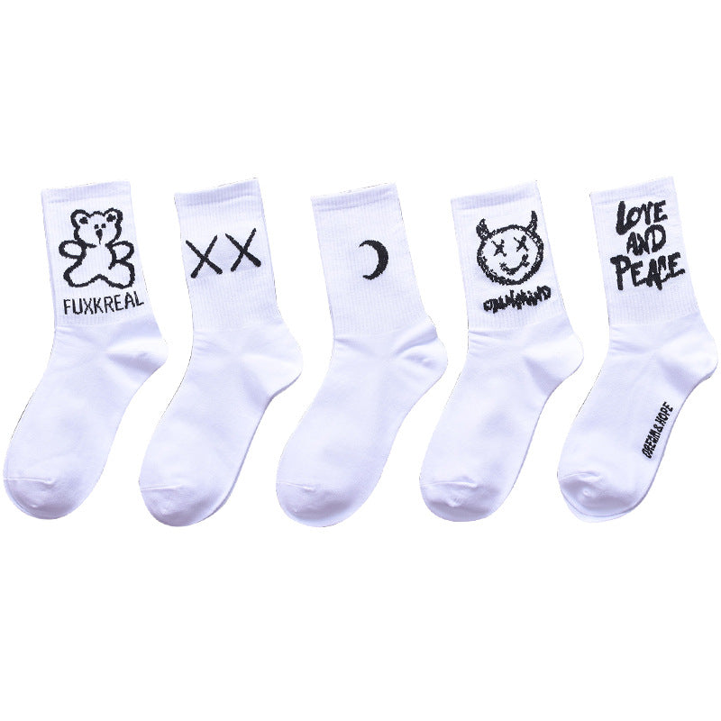 Socks men and women stockings street ins trend stockings black sports wind high-top basketball socks