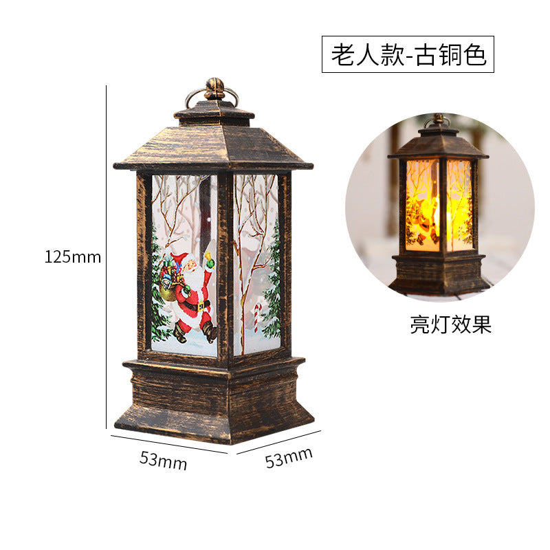 Cross-border christmas flame lanterns santa claus decoration christmas LED luminous ornament candlestick lamp