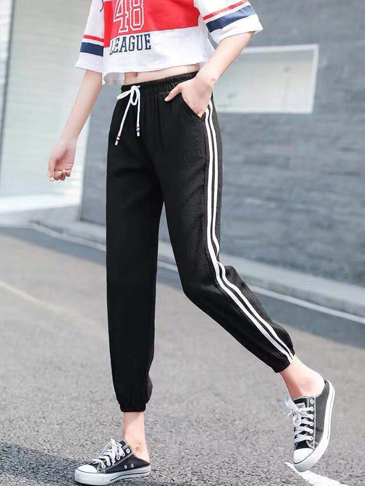 Plus velvet thickened warm sports imitation lamb velvet pants ladies students Korean version of harem pants