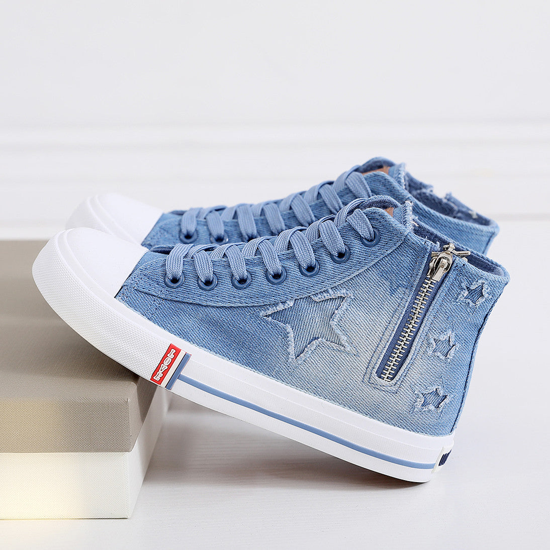 Board shoes big girls high-top canvas shoes student denim casual shoes sneakers