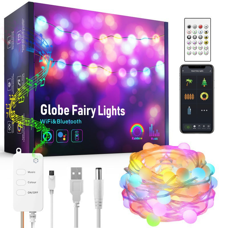 Cross-border new RGB Christmas decoration light TUYA smart LED outdoor light wifi bluetooth dual-mode point control ball string light