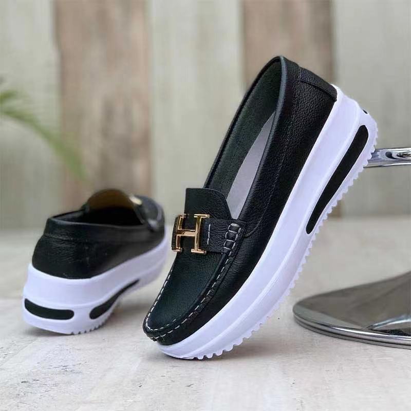 Thick bottom round head solid color women's shallow mouth women's single shoes