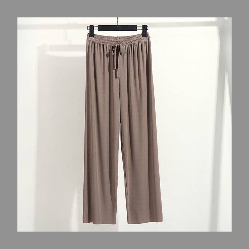 Summer ice silk pajamas two-piece short-sleeved women's new home wear casual loose wide-leg pants pajama pants