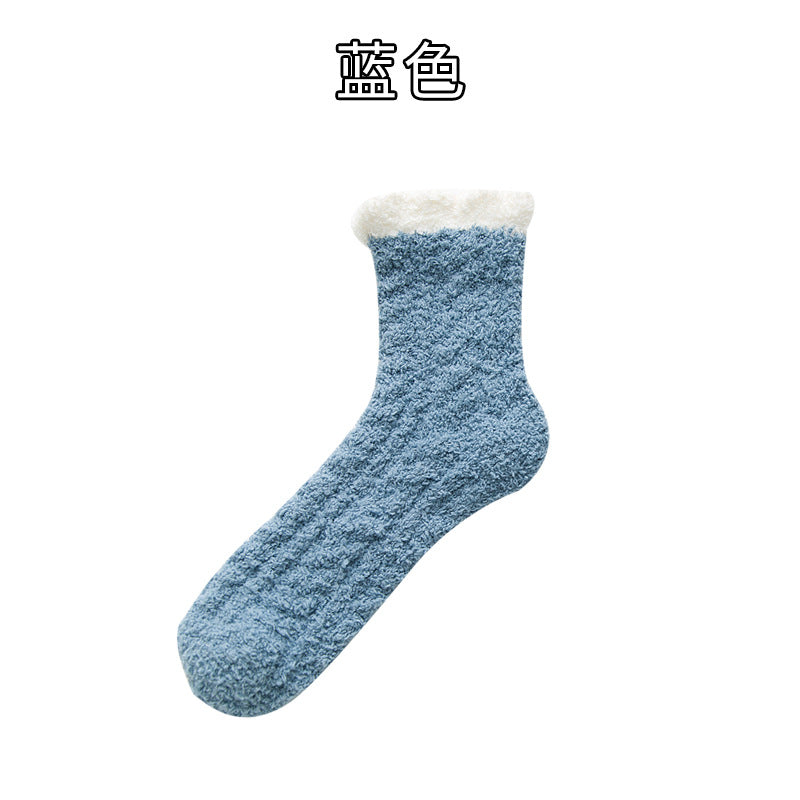 Thickened coral fleece socks cute cartoon tube socks Christmas socks home floor socks