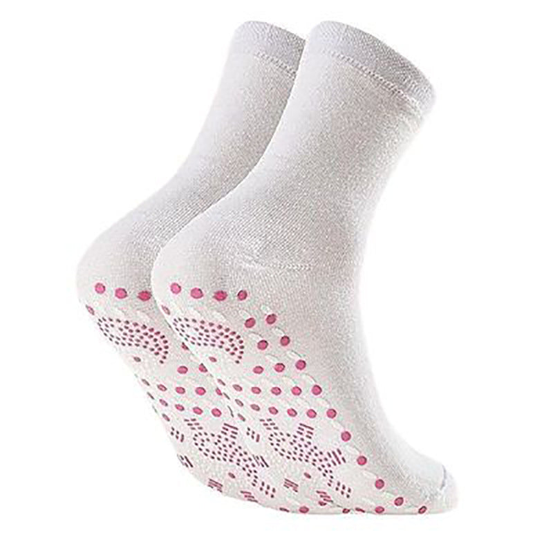 Self-heating socks floor socks tourmaline health care warm socks massage anti-cold mid-tube sweat-absorbing cotton socks