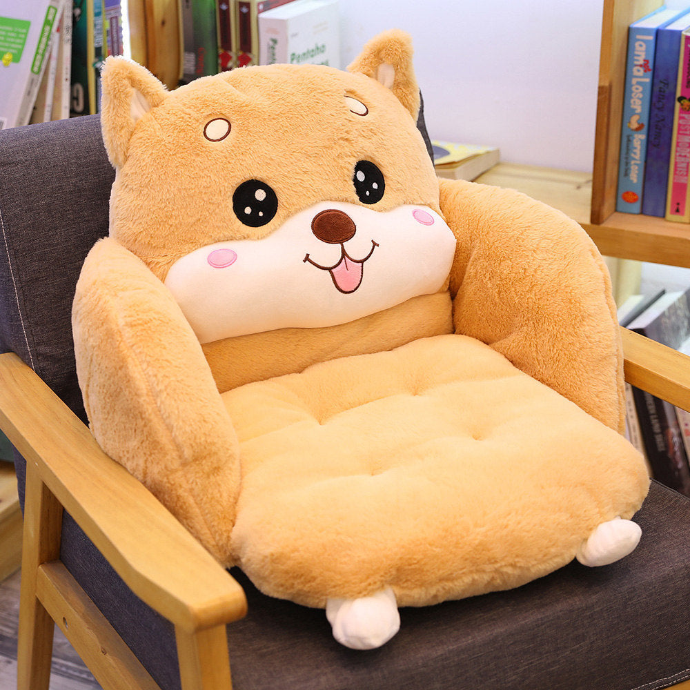 Cartoon semi-surrounded cushion plush toy office seat cushion home pillow lazy conjoined cushion