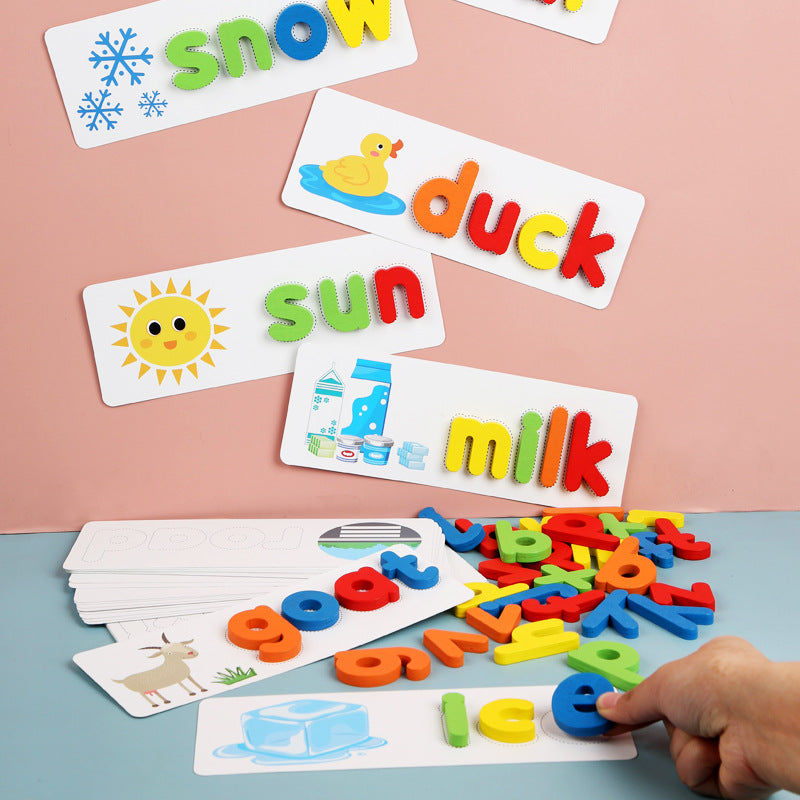 Wooden spelling word game kindergarten English alphabet early education cognitive learning wooden children's educational toys