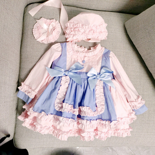 Spanish princess dress, cotton dress, pink dress, tutu princess dress