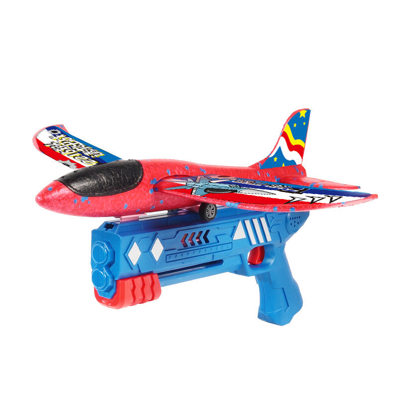 Red foam aircraft gun children's outdoor ejection aircraft launch gun toy launcher aircraft gun