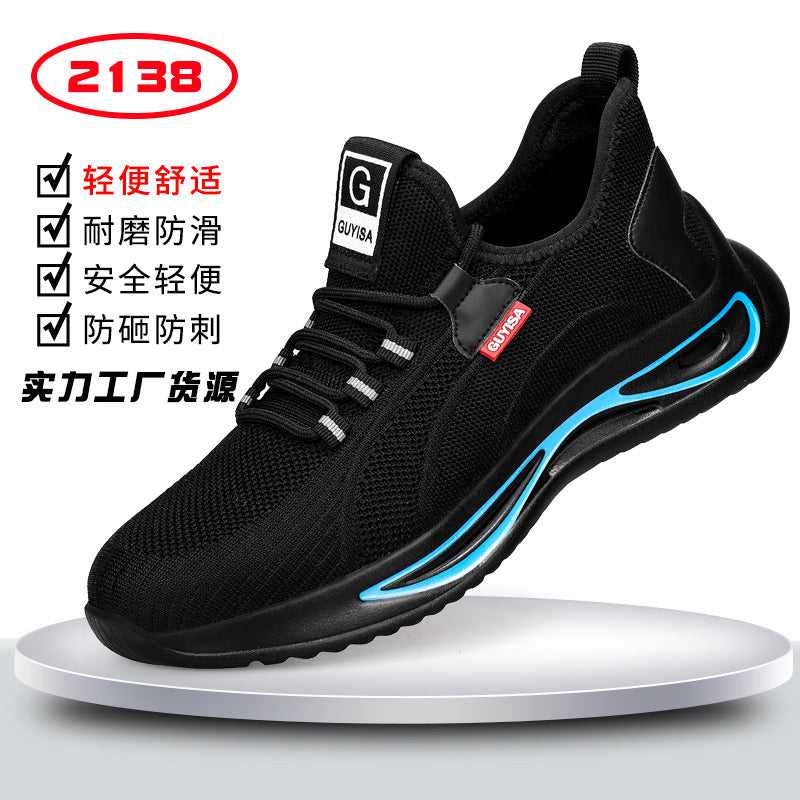 New cross-border labor insurance shoes, men's anti-smashing, anti-piercing, four seasons flying woven lightweight, comfortable and wear-resistant protective shoes