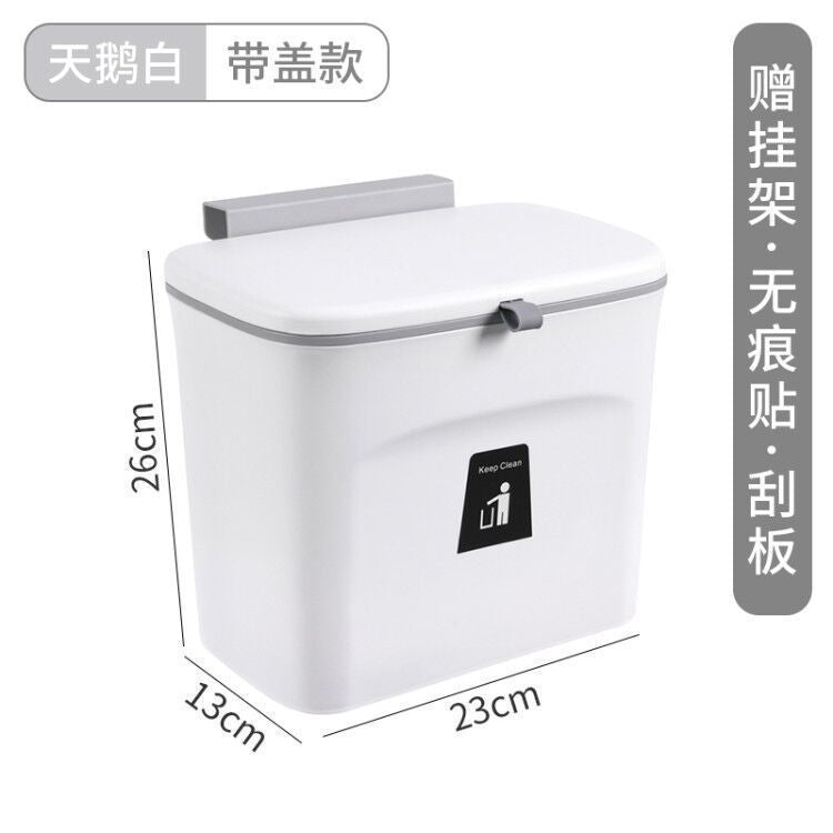 Thickened office sliding lid garbage basket household bedroom bathroom kitchen portable flip top kitchen waste wall-mounted trash can