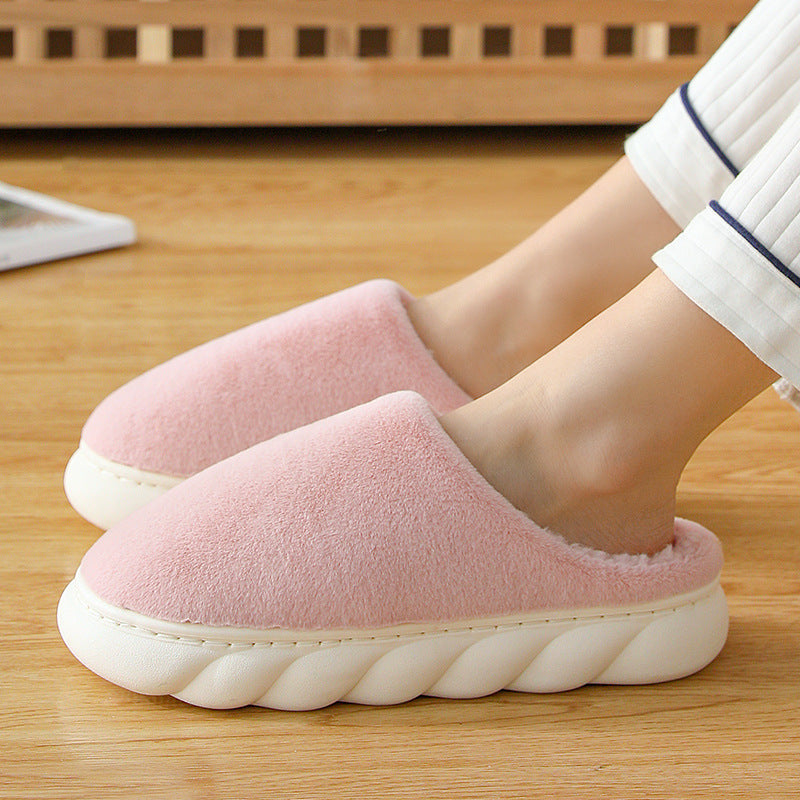 couples indoor home household cotton shoes men thick bottom fur women's slippers