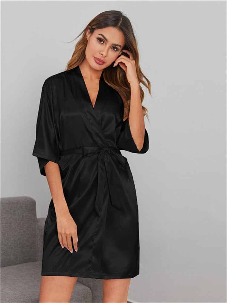 European and American style bathrobe pajamas women's sexy homewear pajamas