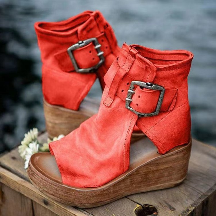 Roman women's shoes fashion women's shoes new high-top wedge sandals thick-soled fish mouth high-heeled sandals