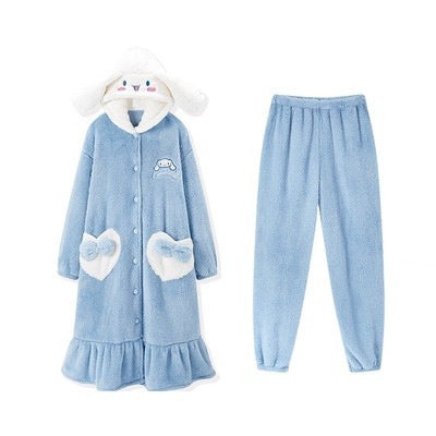 Donald Duck men's pajamas pajamas long-sleeved autumn and winter women's couple Su cotton velvet coral velvet thickened home service suit